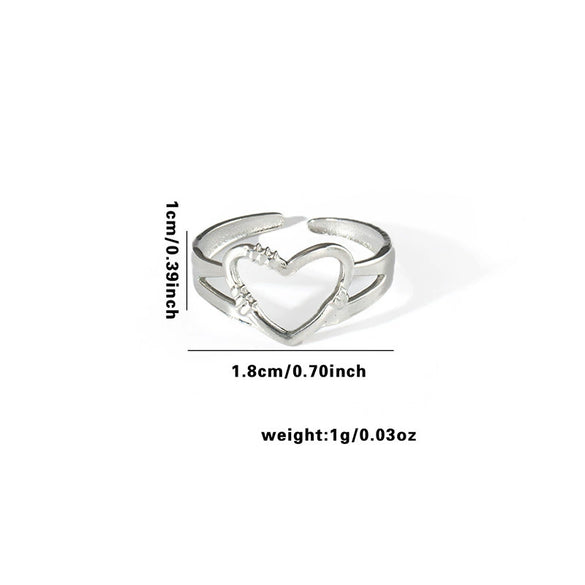 Wholesale Ring Titanium Steel Geometric Hollow Heart Flower Leaves Letters Numbers Text Electroplated Unisex Opening