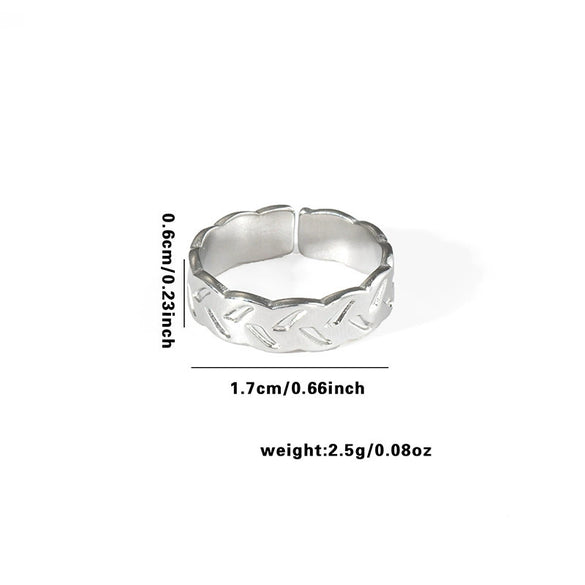 Wholesale Ring Titanium Steel Geometric Hollow Heart Flower Leaves Letters Numbers Text Electroplated Unisex Opening