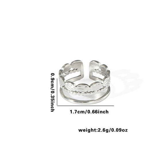 Wholesale Ring Titanium Steel Geometric Hollow Heart Flower Leaves Letters Numbers Text Electroplated Unisex Opening
