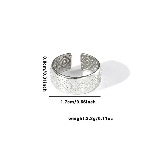 Wholesale Ring Titanium Steel Geometric Hollow Heart Flower Leaves Letters Numbers Text Electroplated Unisex Opening