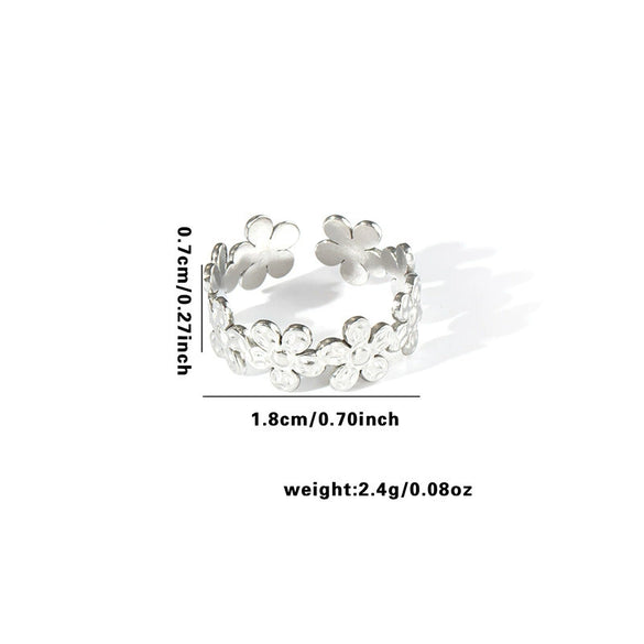 Wholesale Ring Titanium Steel Geometric Hollow Heart Flower Leaves Letters Numbers Text Electroplated Unisex Opening