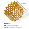Wholesale Ring 316L Stainless Steel Geometric Honeycomb Hollow Design Inlaid Czech Diamond Gold Plated