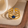 Wholesale Ring Titanium Steel Geometric Inlaid Natural Stone Electroplating Unisex