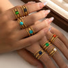 Wholesale Ring Titanium Steel Geometric Inlaid Natural Stone Electroplating Unisex