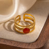 Wholesale Ring Titanium Steel Geometric Inlaid Natural Stone Electroplating Unisex
