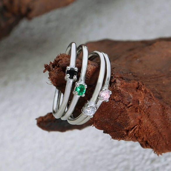 Wholesale Ring 316L Stainless Steel Geometric Inlaid Zircon Simple Women's