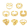 Wholesale Ring 316L Stainless Steel Geometric Leaf Pattern 18K Gold Plated Electroplated For Women