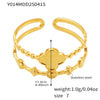 Wholesale Ring 316L Stainless Steel Geometric Leaf Pattern 18K Gold Plated Electroplated For Women