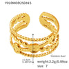 Wholesale Ring 316L Stainless Steel Geometric Leaf Pattern 18K Gold Plated Electroplated For Women