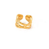 Wholesale Ring Titanium Steel Geometric Leaves Electroplated Unisex French Retro Opening Adjustable