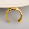 Wholesale Ring Titanium Steel Geometric Metallic Concave Irregular Wide And Narrow Opening Adjustable Electroplated Real Gold