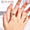 Wholesale Ring Titanium Steel Geometric Metallic Concave Irregular Wide And Narrow Opening Adjustable Electroplated Real Gold