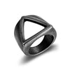 Wholesale Ring Titanium Steel Geometric Oil Treated Men's Ring