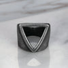 Wholesale Ring Titanium Steel Geometric Oil Treated Men's Ring