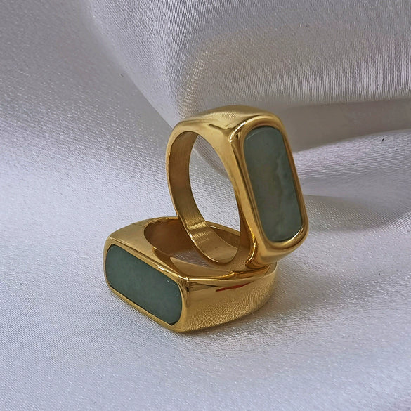 Wholesale Ring Titanium Steel Geometric Pattern 18K Goldplated Retro Stylish Unisex