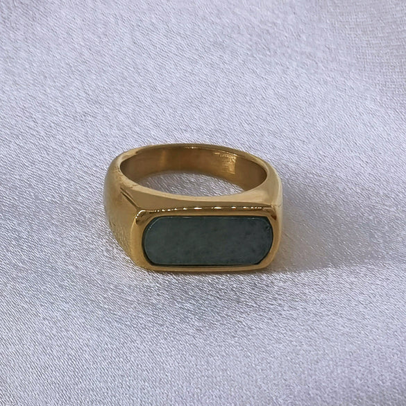 Wholesale Ring Titanium Steel Geometric Pattern 18K Goldplated Retro Stylish Unisex