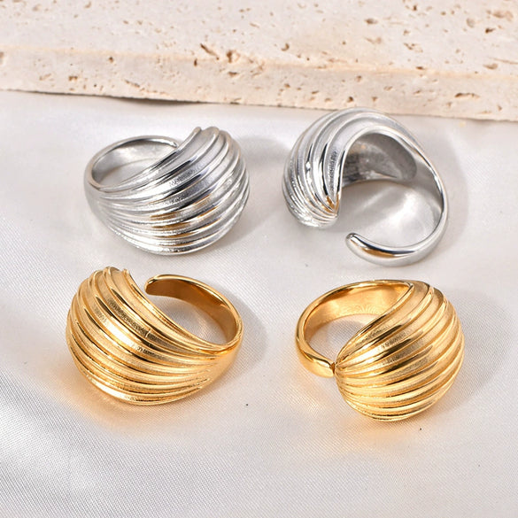 Wholesale Ring Titanium Steel Geometric Style Gold Plated