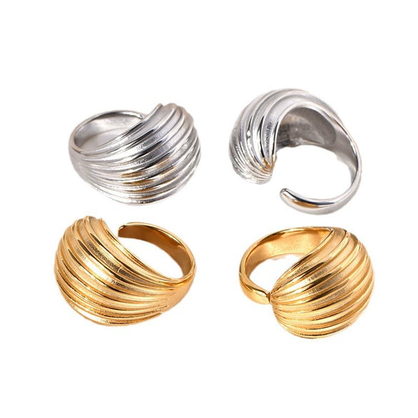 Wholesale Ring Titanium Steel Geometric Style Gold Plated