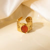 Wholesale Ring Titanium Steel Geometric U Shape Pattern Inlaid With Natural Stone Electroplated Gold Unisex