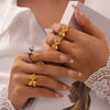 Wholesale Ring 316L Stainless Steel Gold Plated Bow Geometric Design