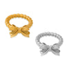Wholesale Ring 316L Stainless Steel Gold Plated Bow Geometric Design