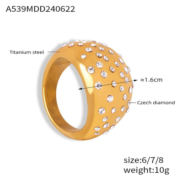 Wholesale Ring 316L Stainless Steel Gold Plated Geometric Design