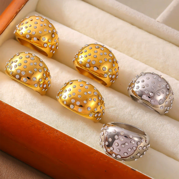 Wholesale Ring 316L Stainless Steel Gold Plated Geometric Design