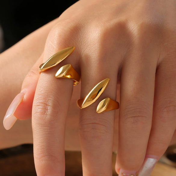Wholesale Ring 316L Stainless Steel Goldplated Geometric Design Minimalism Style