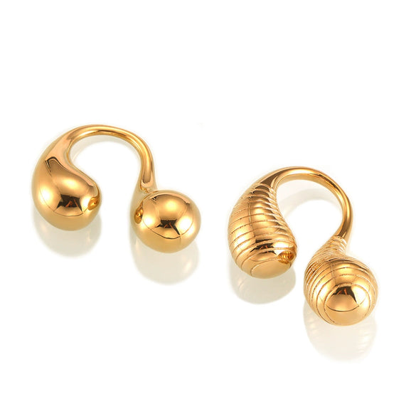 Wholesale Ring 316L Stainless Steel Goldplated Geometric Double Water Drop Opening Cold Style Simple Fashion Unisex