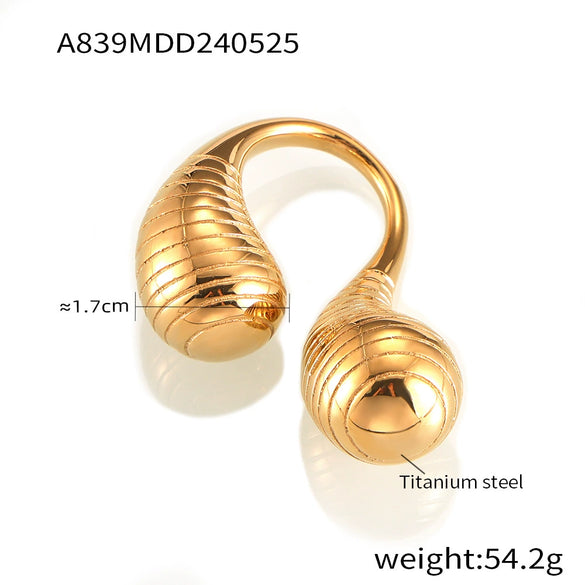 Wholesale Ring 316L Stainless Steel Goldplated Geometric Double Water Drop Opening Cold Style Simple Fashion Unisex