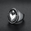 Wholesale Ring Titanium Steel Heartshaped Oil Applied Unisex Retro Locomotive Style