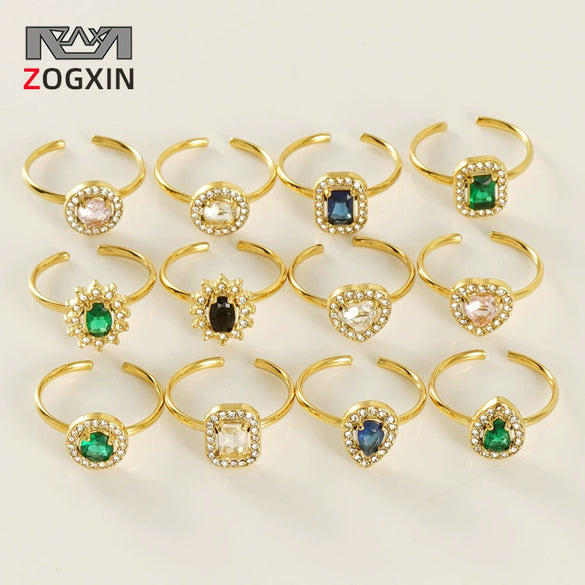 Wholesale Ring 316L Stainless Steel Highend Geometric Style Doublelayer Zirconiaembedded Love Ring For Women
