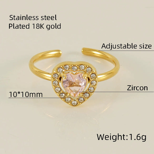 Wholesale Ring 316L Stainless Steel Highend Geometric Style Doublelayer Zirconiaembedded Love Ring For Women