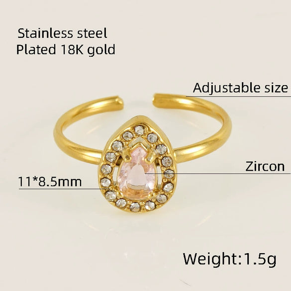Wholesale Ring 316L Stainless Steel Highend Geometric Style Doublelayer Zirconiaembedded Love Ring For Women