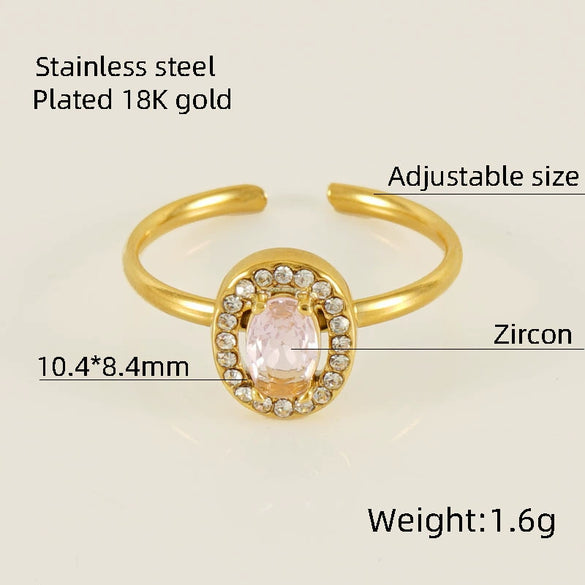 Wholesale Ring 316L Stainless Steel Highend Geometric Style Doublelayer Zirconiaembedded Love Ring For Women