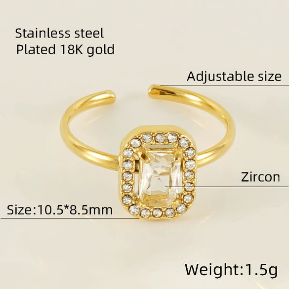 Wholesale Ring 316L Stainless Steel Highend Geometric Style Doublelayer Zirconiaembedded Love Ring For Women