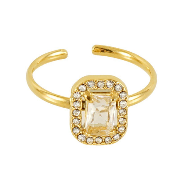 Wholesale Ring 316L Stainless Steel Highend Geometric Style Doublelayer Zirconiaembedded Love Ring For Women