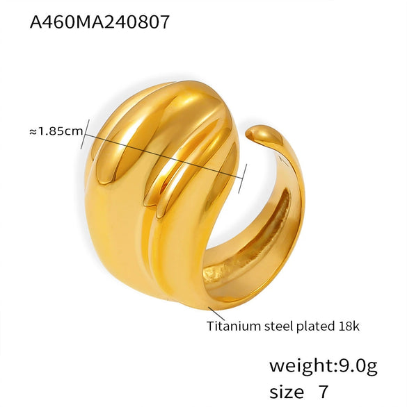 Wholesale Ring 316L Stainless Steel 18K Gold Plated Geometric Retro Design