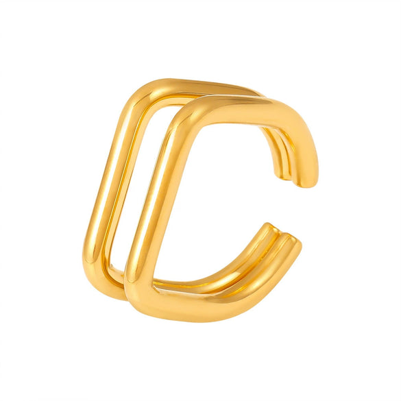 Wholesale Ring 316L Stainless Steel 18K Gold Plated Ushaped Geometric Simple Style