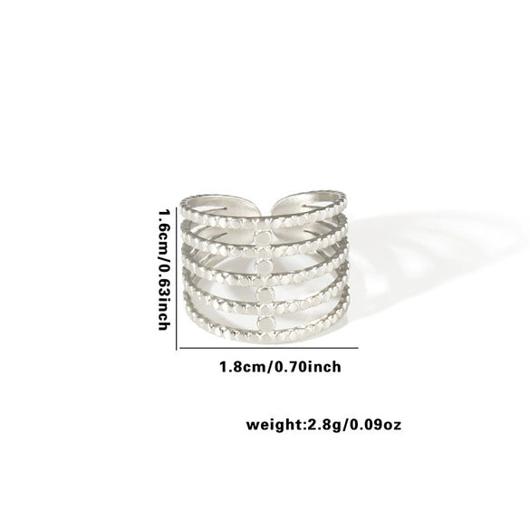 Wholesale Ring Titanium Steel Multi Layer Geometric Disc Electroplated With Letters Numbers Text