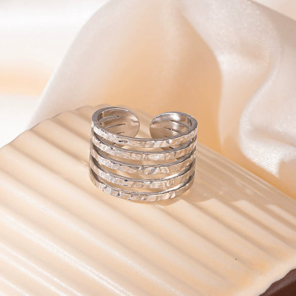 Wholesale Ring Titanium Steel Multi Layer Geometric Disc Electroplated With Letters Numbers Text
