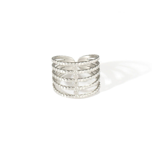 Wholesale Ring Titanium Steel Multi Layer Geometric Disc Electroplated With Letters Numbers Text