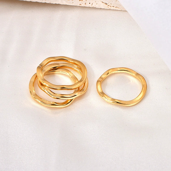 Wholesale Ring Titanium Steel Plated Gold Geometric Style Women's