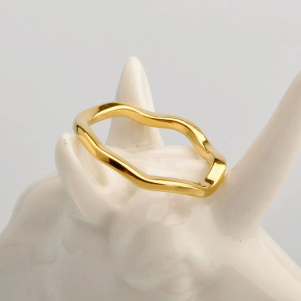 Wholesale Ring Titanium Steel Plated Gold Geometric Style Women's
