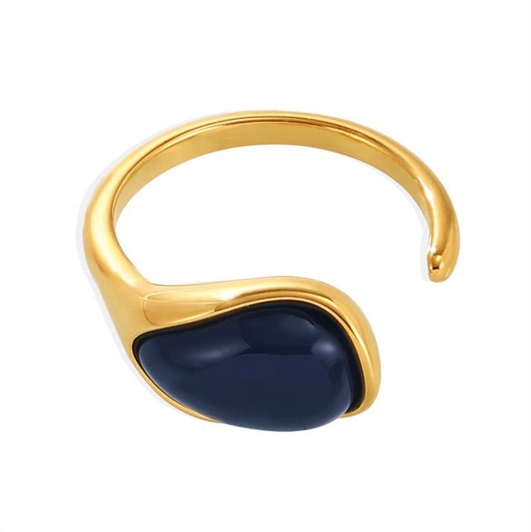 Wholesale Ring Titanium Steel Resin Drop Shaped Geometric Pvd Electroplating