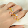 Wholesale Ring 316L Stainless Steel Retro Geometric Dropshaped Goldplated Design
