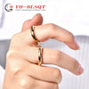 Wholesale Ring Titanium Steel Retro Geometric Microinlaid Green White Zircon 18K Gold Plated