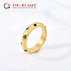 Wholesale Ring Titanium Steel Retro Geometric Microinlaid Green White Zircon 18K Gold Plated