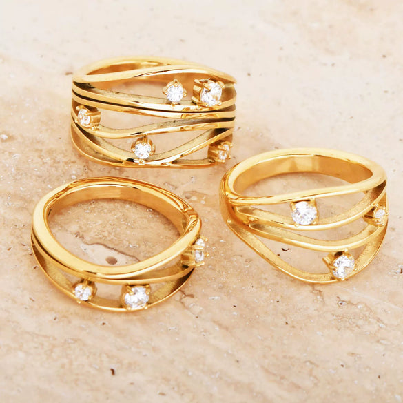 Wholesale Ring Titanium Steel Retro Vintage Geometric Electroplating Design For Women