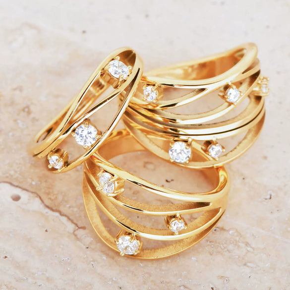 Wholesale Ring Titanium Steel Retro Vintage Geometric Electroplating Design For Women